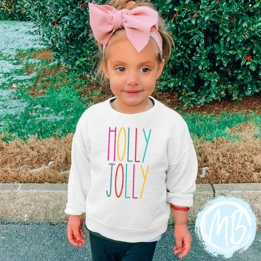 Holly Jolly Colorful Sweatshirt | Christmas | Toddler | Baby | Girl | Santa |
