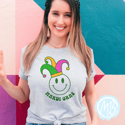 Mardi Gras Smiley Youth & Adult Tee