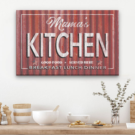 Personalized Antique Kitchen Signs - Vintage Rustic Metal Look Canvas Wall Decor