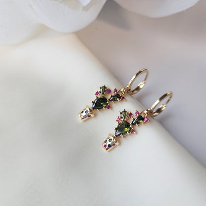 Cactus Huggie Hoop Earrings