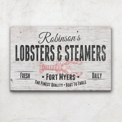 Personalized Lobster & Steamers Restaurant Canvas Sign