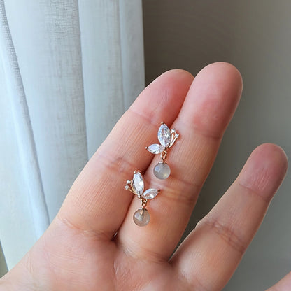 Moon Stone Shine Butterfly Stud Earrings