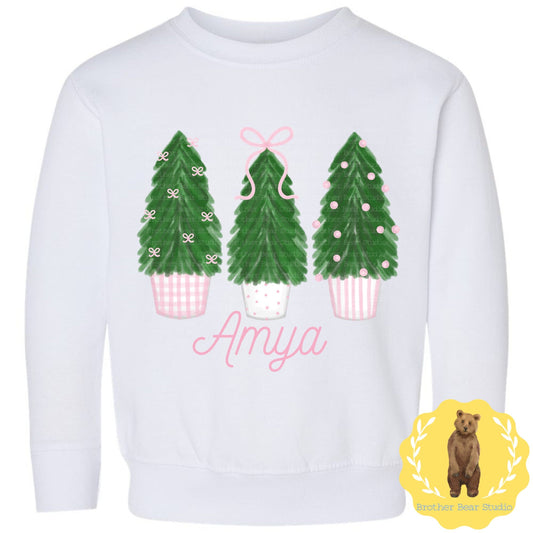 Christmas Tree Trio Sweatshirt | Girls | Sweatshirt | Holiday | Wreath |