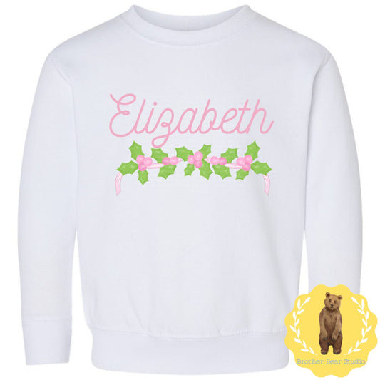 Holly Berry Ribbon Sweatshirt | Girls | Sweatshirt | Holiday | Christmas |