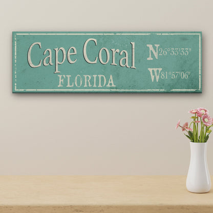 Personalized Rustic City Town Canvas Sign with Latitude Longitude Coordinates