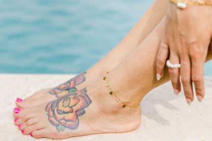 waterproof butterfly and pearl anklets