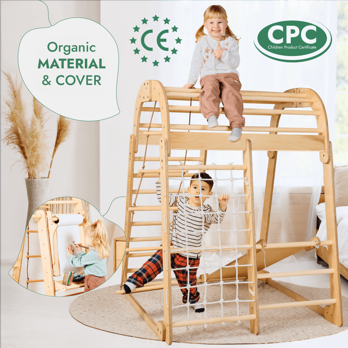 Indoor Playground for Children - 7in1 Playground + Swings Set + Slide Board + Art Set