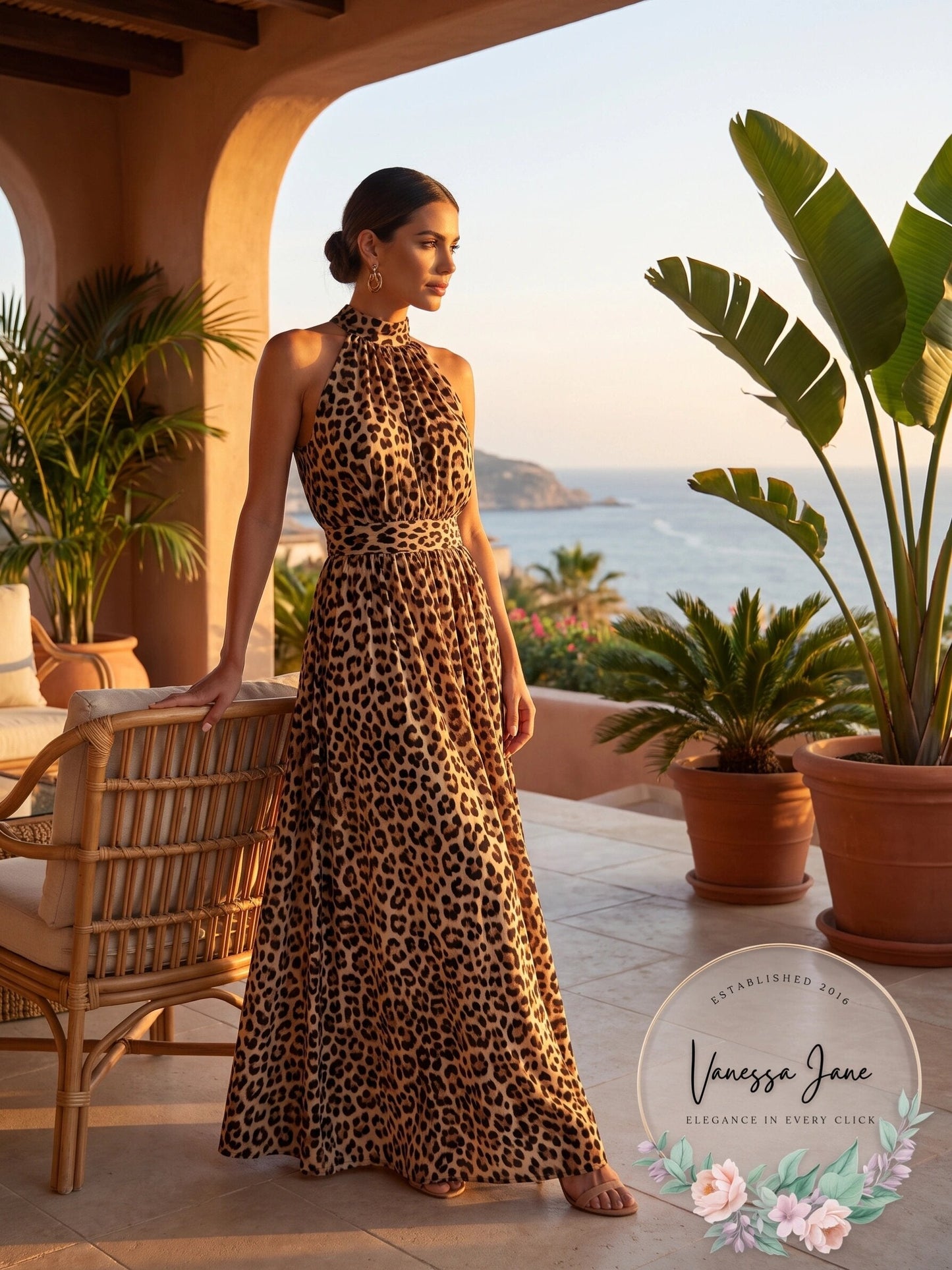 INC Womens Maxi Dress Cheetah-Print Blouson High-Neck