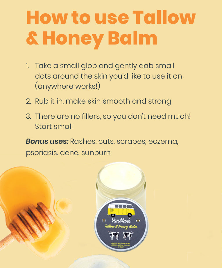 *No Essential Oils* VanMan's Tallow & Honey Face Balm - Classic