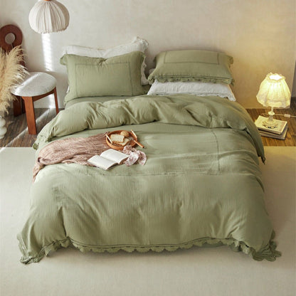 Isadora Lace Ruffle Double Gauze Bedding Set / Purple