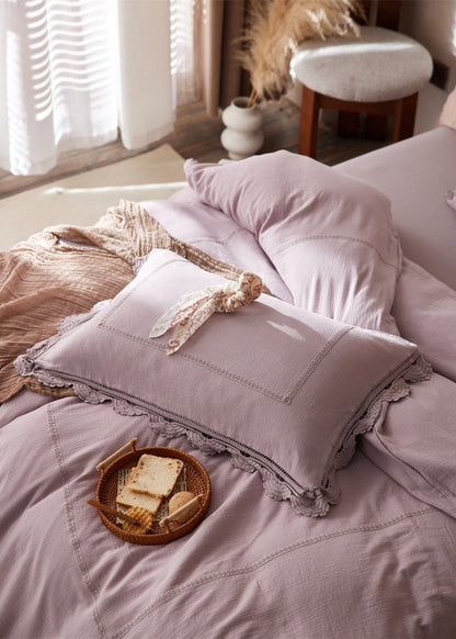 Isadora Lace Ruffle Double Gauze Bedding Set / Green