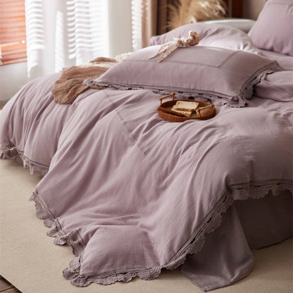 Isadora Lace Ruffle Double Gauze Bedding Set / Green