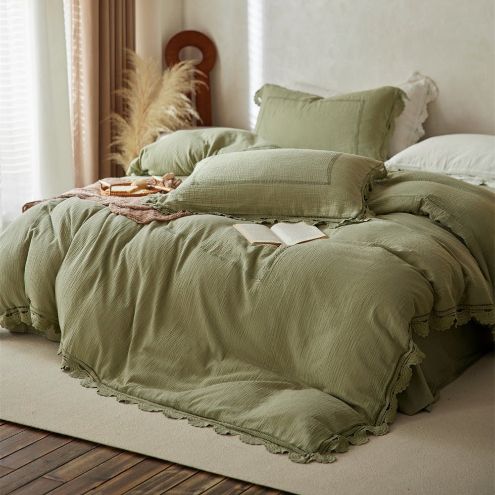 Isadora Lace Ruffle Double Gauze Bedding Set / Purple