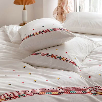 Isla White Floral Embroidered Bedding Set / Sunflower