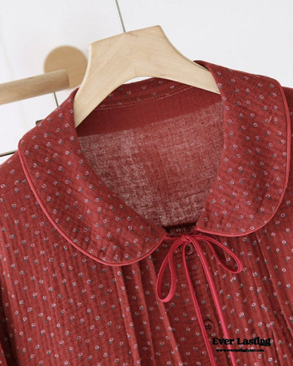 Ivy Red Floral Ruffled Pajama Set / Pullover