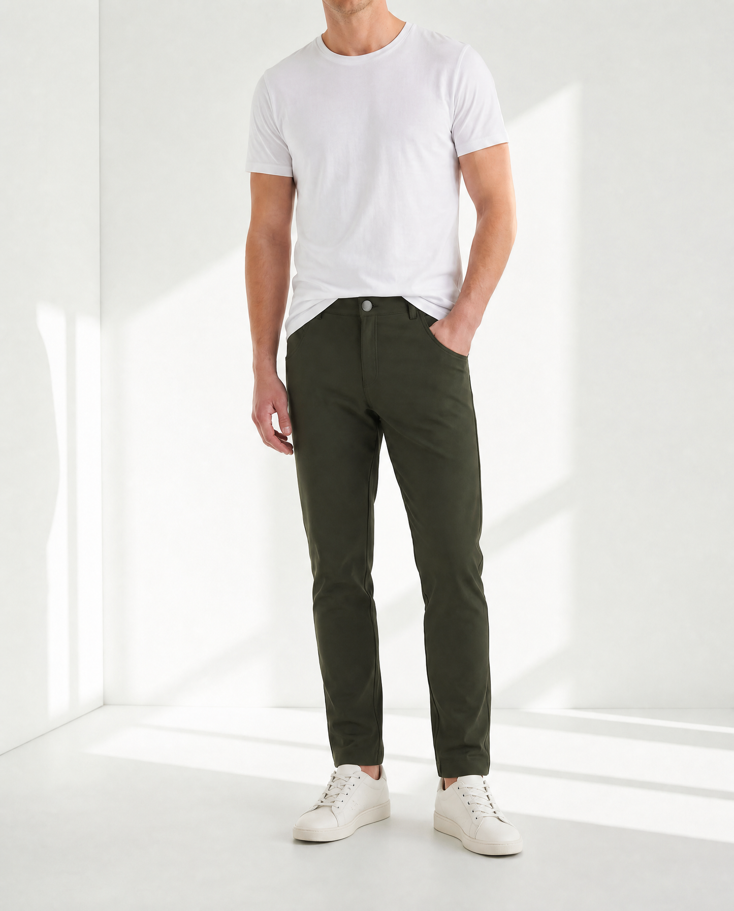 NEW & UPDATED Super - Stretch Men's Chinos //Casual// Olive - Performance Collection