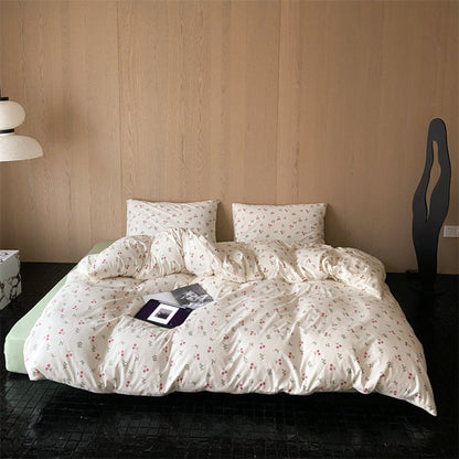 Jersey Knit Cotton Floral Bedding Set / Pink