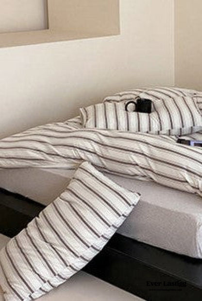 Jersey Knit Stripe Bedding Set / White Pink