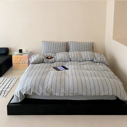 Jersey Knit Stripe Bedding Set / White Pink