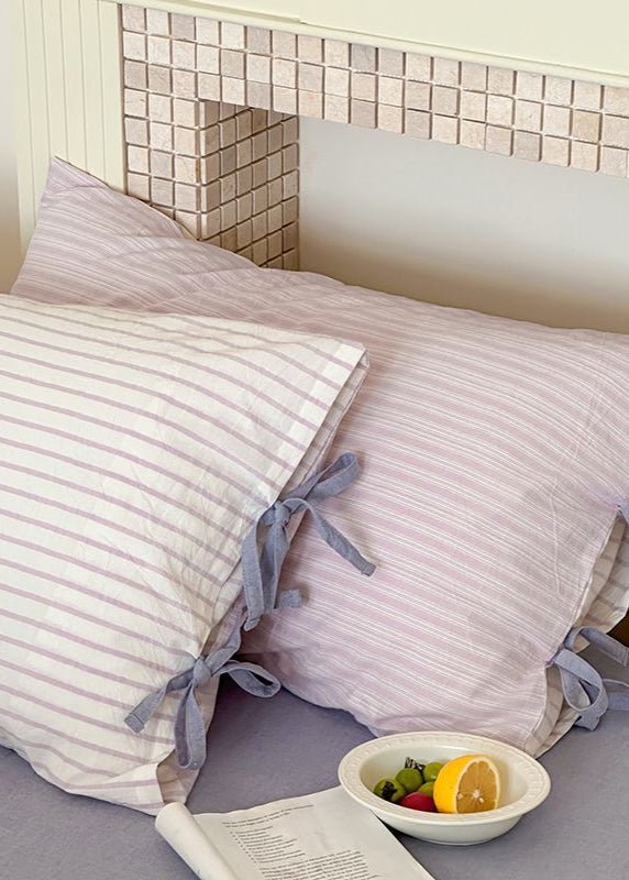 Josie Bow Tied Stripe Pillowcases / Green