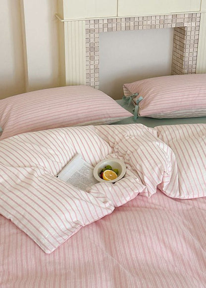 Josie Bow Tied Striped Bedding Set / Green