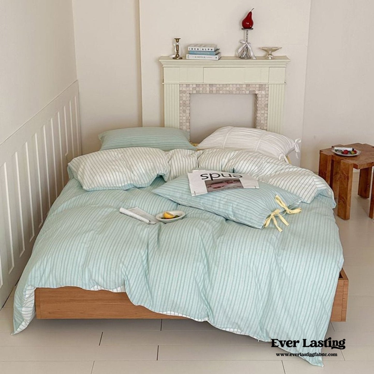 Josie Bow Tied Striped Bedding Set / Pink