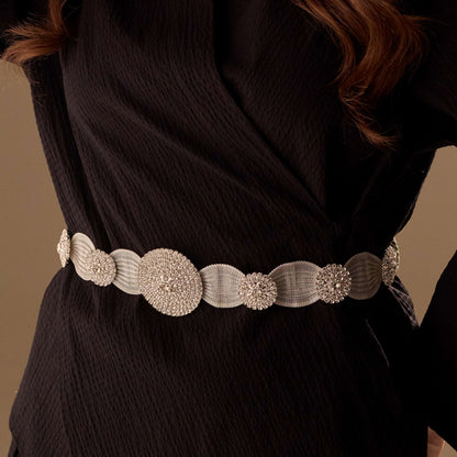 Elegant Silver Belt - Wedding Belt, Bridal Sash Belt, Jeweled  Belt