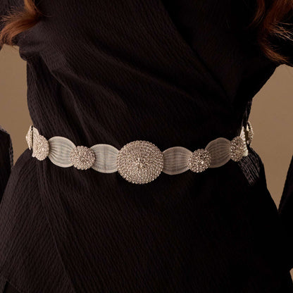 Elegant Silver Belt - Wedding Belt, Bridal Sash Belt, Jeweled  Belt