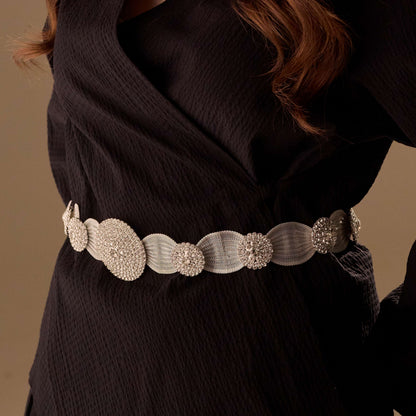 Elegant Silver Belt - Wedding Belt, Bridal Sash Belt, Jeweled  Belt