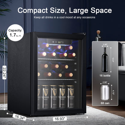 Kismile 1.7 Cu.ft Beverage Refrigerator and Cooler W5848H