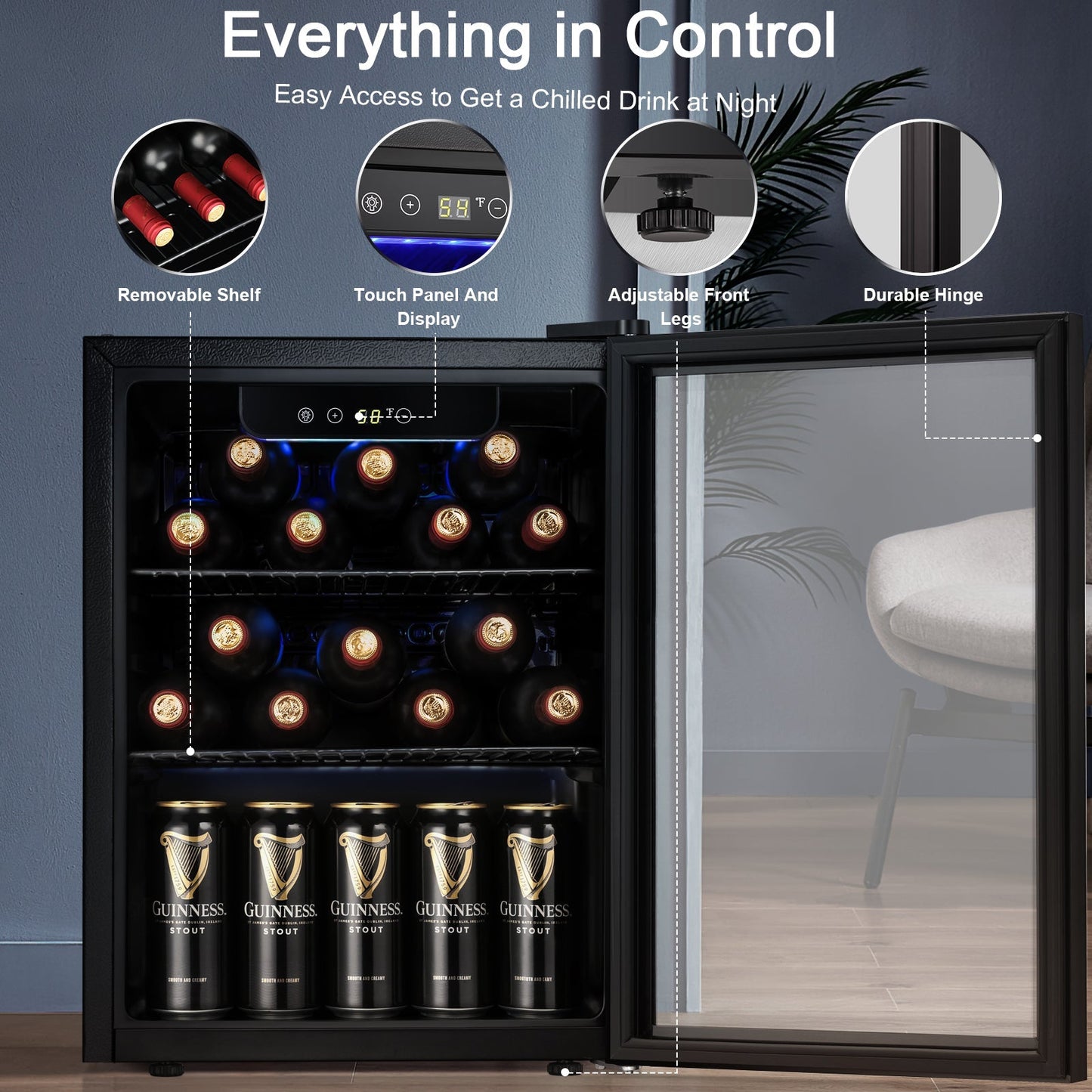 Kismile 1.7 Cu.ft Beverage Refrigerator and Cooler W5848H