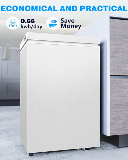 Kismile 7.0/3.5 Cubic Feet Chest Freezer with Removable Basket Free Standing