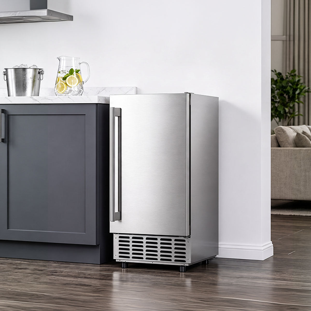 Kismile Commercial Built-in Ice Maker Machine,80Lbs/Day,Under Counter Ice Cube Maker with 24H Timer,Reversible Door,Built-in Freestanding Ice Maker for Home & Office(Silver)