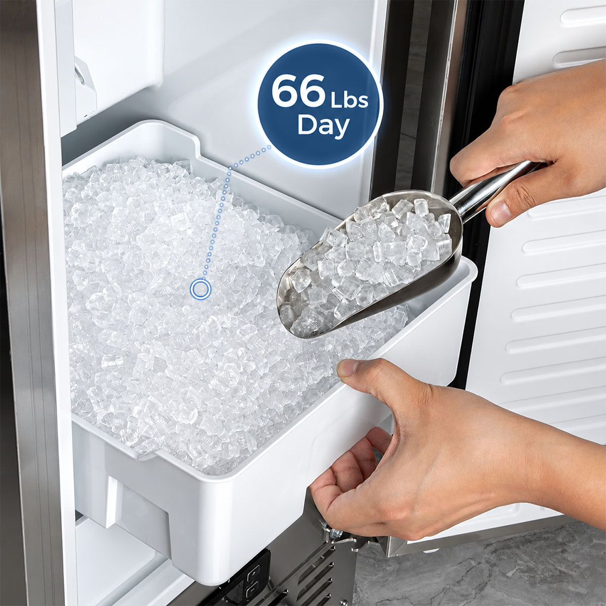 Kismile Commercial Built-in Ice Maker Machine,80Lbs/Day,Under Counter Ice Cube Maker with 24H Timer,Reversible Door,Built-in Freestanding Ice Maker for Home & Office(Silver)