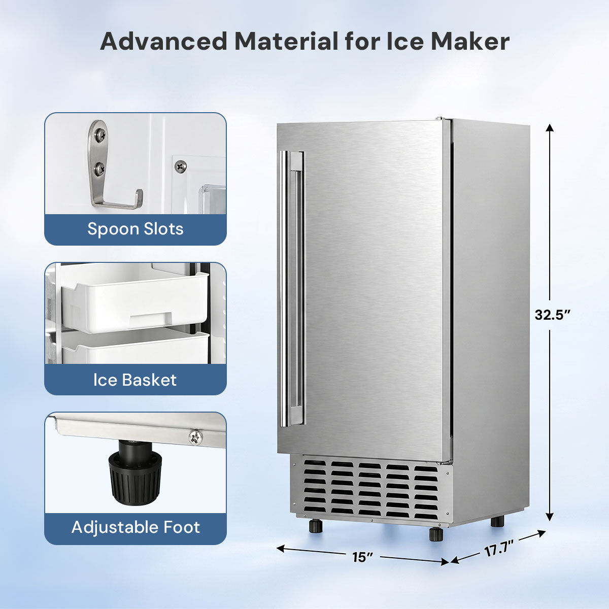 Kismile Commercial Built-in Ice Maker Machine,80Lbs/Day,Under Counter Ice Cube Maker with 24H Timer,Reversible Door,Built-in Freestanding Ice Maker for Home & Office(Silver)