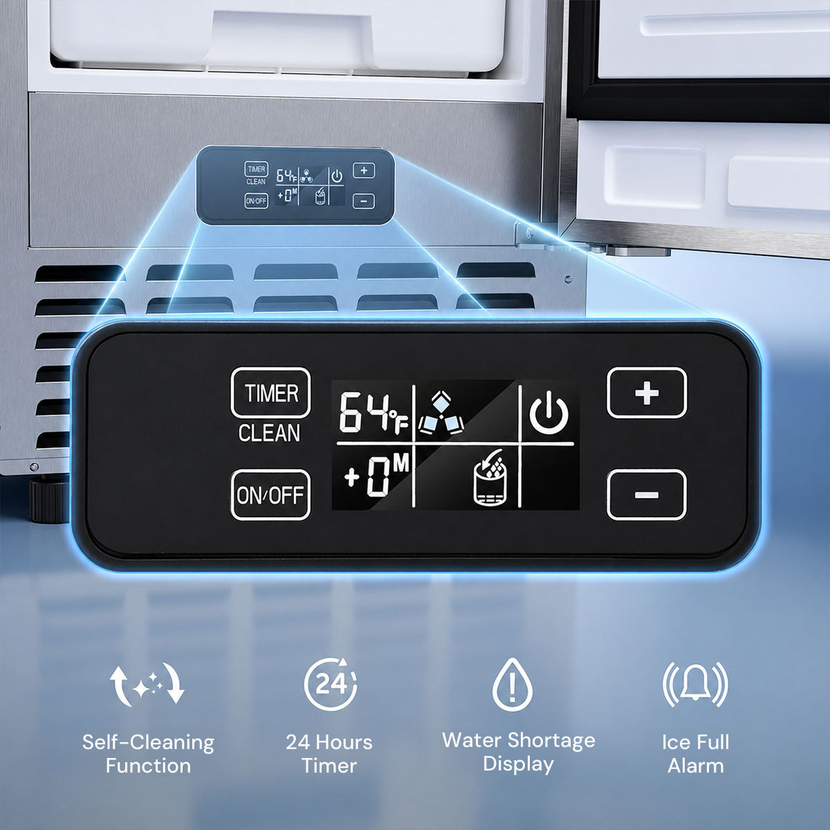 Kismile Commercial Built-in Ice Maker Machine,80Lbs/Day,Under Counter Ice Cube Maker with 24H Timer,Reversible Door,Built-in Freestanding Ice Maker for Home & Office(Silver)