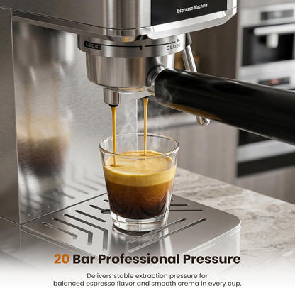 Kismile Espresso Coffee Maker Machine 20 Bar, with Milk Frother Steam Wand CM8032