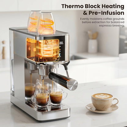 Kismile Espresso Coffee Maker Machine 20 Bar, with Milk Frother Steam Wand CM8032