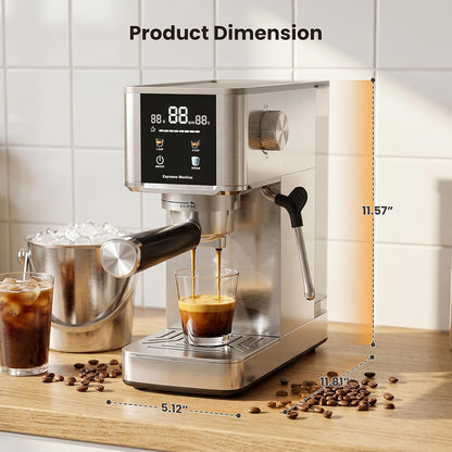Kismile Espresso Coffee Maker Machine 20 Bar, with Milk Frother Steam Wand CM8032