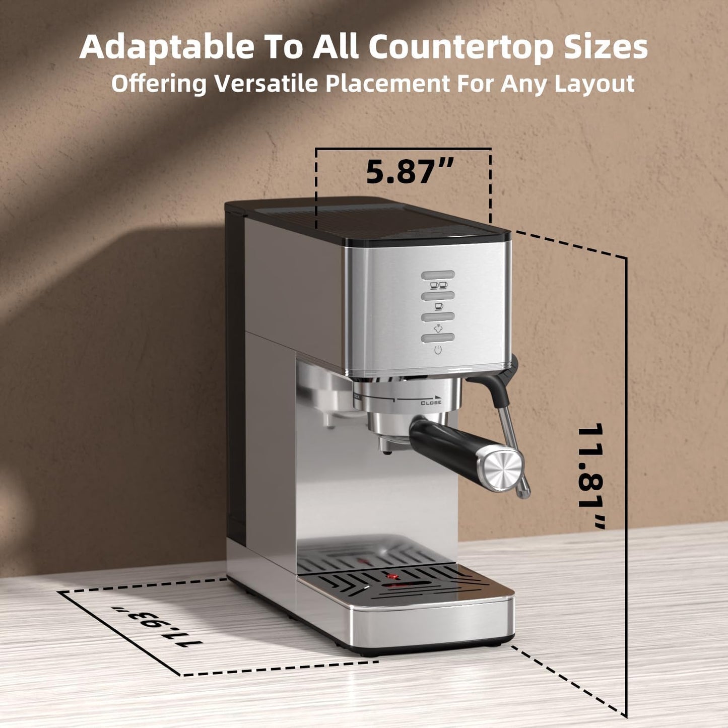 Kismile Espresso Coffee Maker Machine 20 Bar, with Milk Frother Steam Wand CM8032
