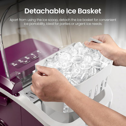 Kismile Ice Makers Countertop with Handle,8 Cubes in 6 Mins,Portable Ice Machine with Self-Cleaning for Home 58012RIM0