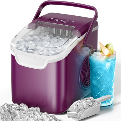Kismile Ice Makers Countertop with Handle,8 Cubes in 6 Mins,Portable Ice Machine with Self-Cleaning for Home 58012RIM0