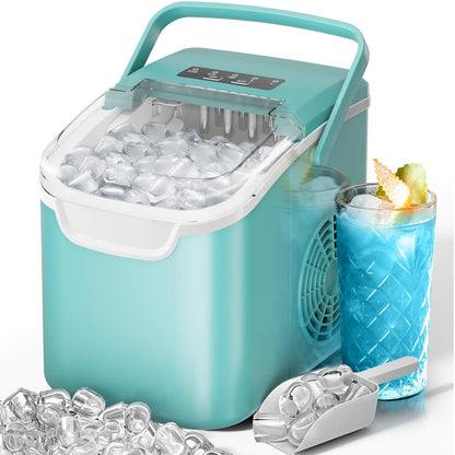 Kismile Ice Makers Countertop with Handle,8 Cubes in 6 Mins,Portable Ice Machine with Self-Cleaning for Home 58012RIM0