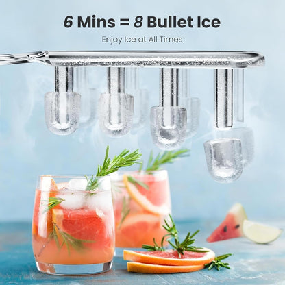 Kismile Ice Makers Countertop with Handle,8 Cubes in 6 Mins,Portable Ice Machine with Self-Cleaning for Home 58012RIM0
