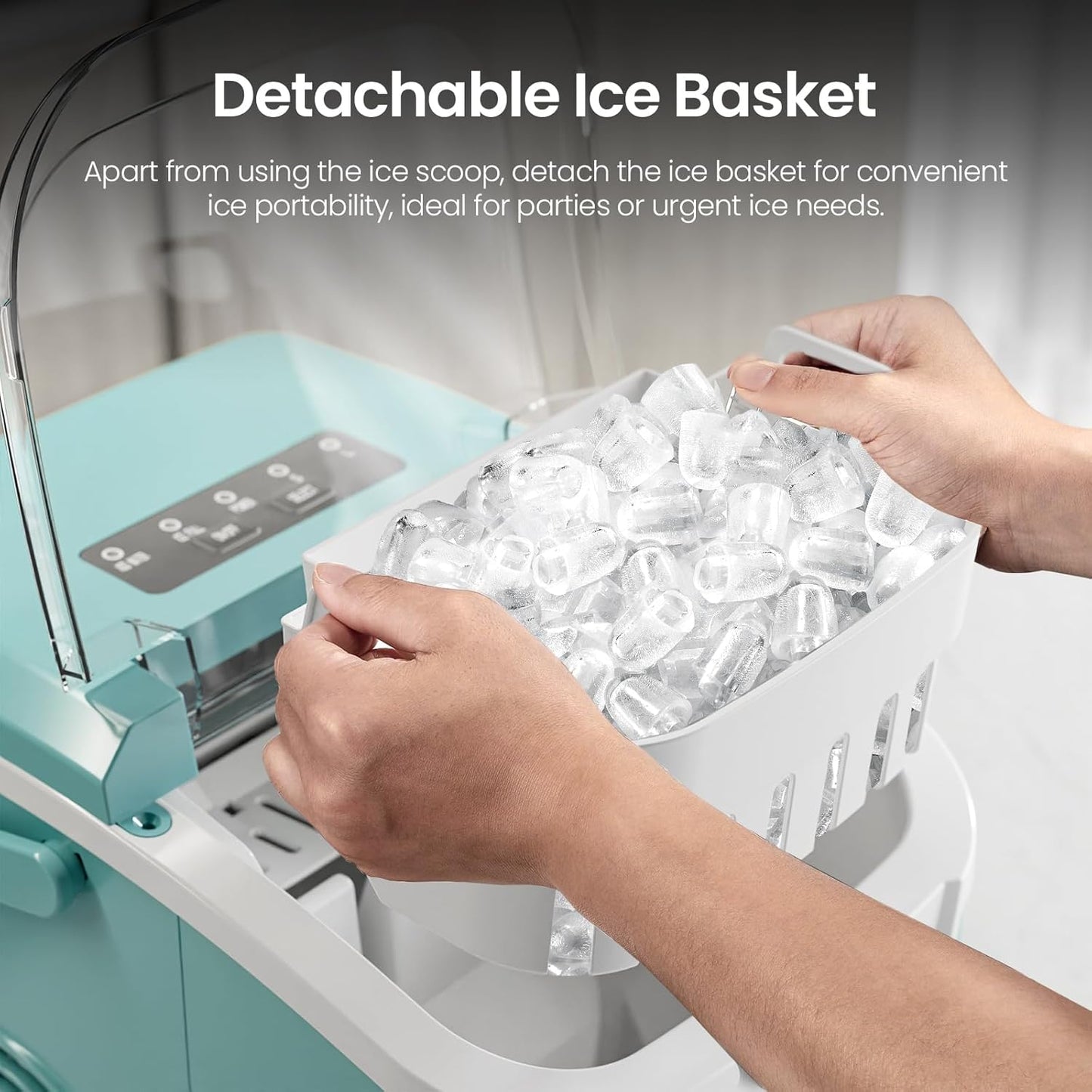 Kismile Ice Makers Countertop with Handle,8 Cubes in 6 Mins,Portable Ice Machine with Self-Cleaning for Home 58012RIM0