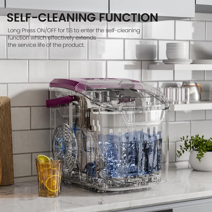 Kismile Ice Makers Countertop with Handle,8 Cubes in 6 Mins,Portable Ice Machine with Self-Cleaning for Home 58012RIM0