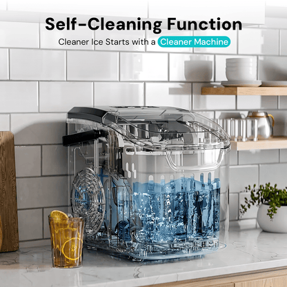 Kismile Ice Makers Countertop with Handle,8 Cubes in 6 Mins,Portable Ice Machine with Self-Cleaning for Home 58012RIM0
