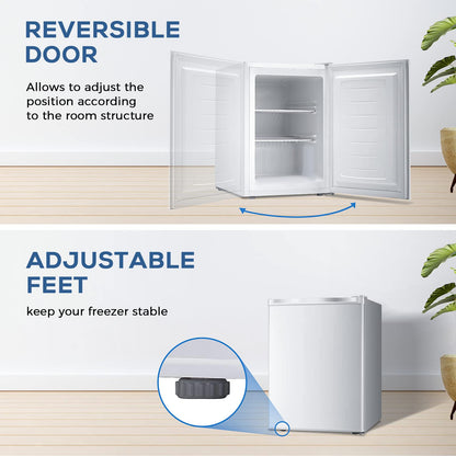 Kismile Upright Freezer,3.0 Cu.ft Mini Freezer with Reversible Single Door