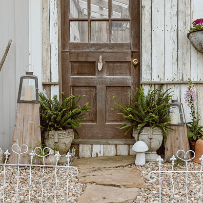 Removable Metal Lanterns with Wood Base, Set of Two