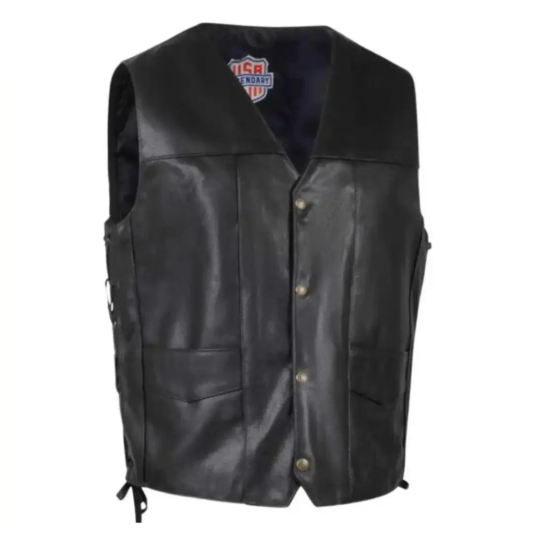 Legendary Dixon Men's Leather Motorcycle Vest